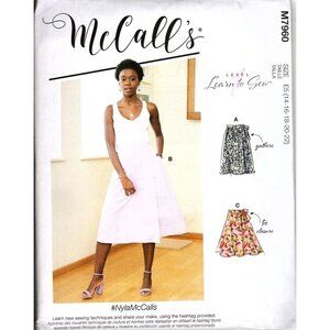 McCall's M7960 Misses 14 to 22 Learn to Sew Wrap Skirts Uncut Sewing Pattern New